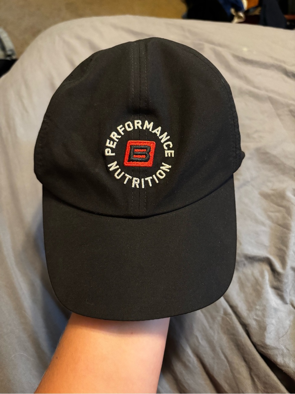 Men’s Bare Performance Nutrition Black Running Hat w/ Embroidered Baseball Cap